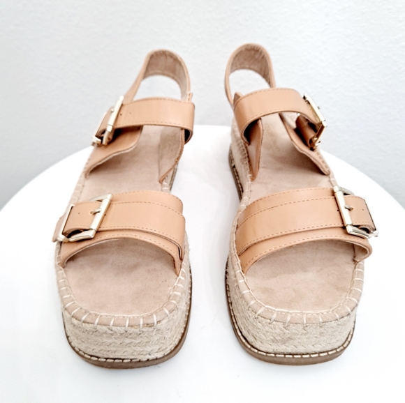 ASOS chunky platform flatform slingback faux leather tan summer sandals. - Picture 4 of 15